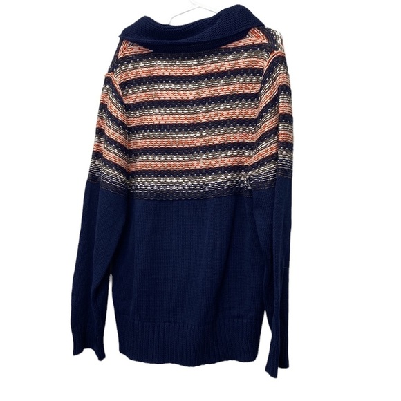 Peek Kids Hooded Sweater Navy Striped Knit Boys‎ Size XXL - 12 2 Button Casual - Picture 2 of 4